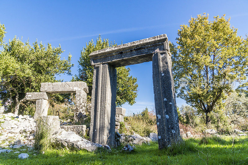 来自Dodurga村的Sidyma古城。Fethiye, Mugla，土耳其。